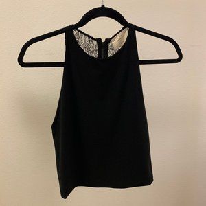 Alice and Olivia Black Lace Crop Top